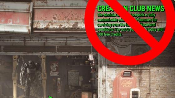 A Fallout 4 mod that erases the Creation Club News Message - A Mod to Erase Creation Club from Fallout 4 Menu is Published